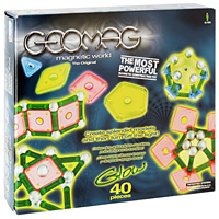 Магнитный конструктор "Geomag: Glow", 40 элементов